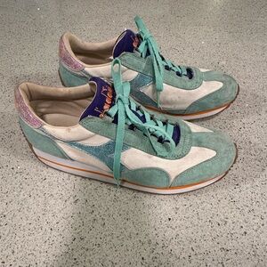 Diadora Equipe Turquoise Purple White Retro Sneakers 8.5 41.5